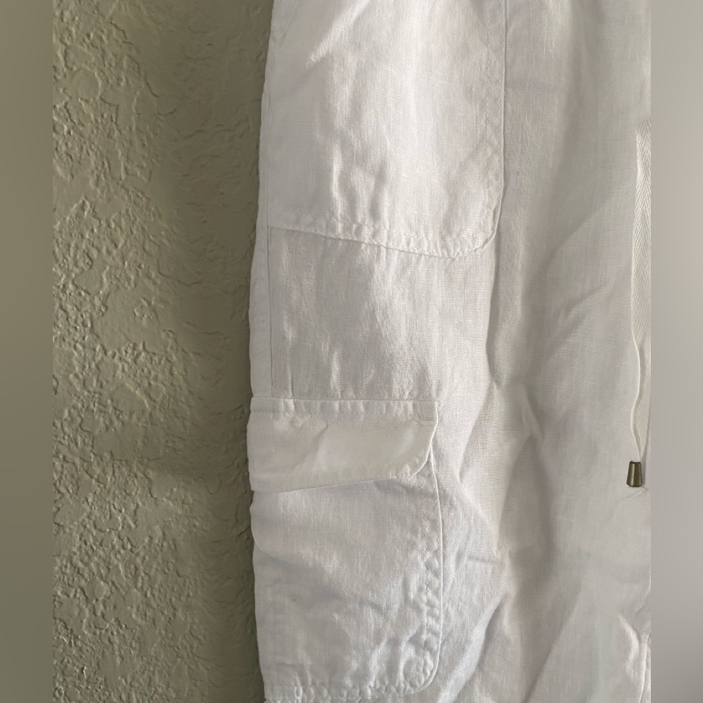 Nicole Miller New York Cargo Pocket Joggers 100% Linen Sz M - Picture 4 of 11